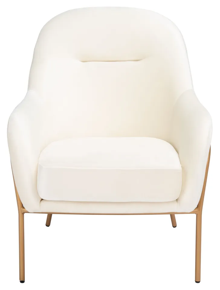 Eleazer Velvet Accent Chair - Creme / Gold