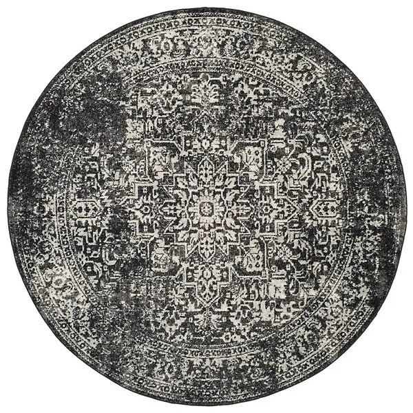 Evermere Distressed Medallion Grey Area Rug
