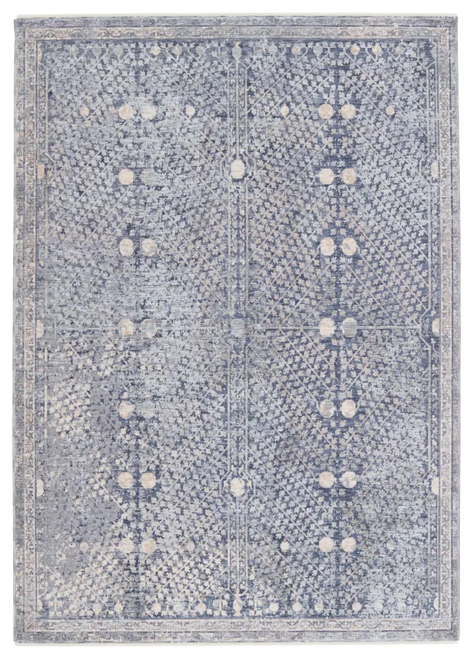 Larkin Floral Blue/ Light Gray Area Rug (6'X9')