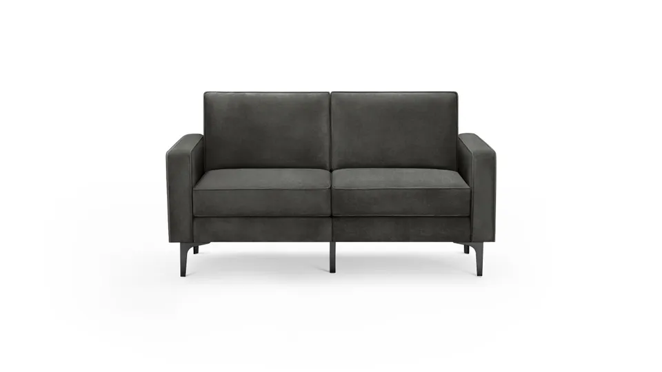 Nomad Velvet Loveseat - Graphite Grey - Performance Velvet / Black - Metal