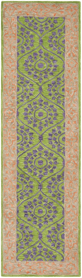 Arlo Home Hand Hooked Area Rug, SZN102A, Green/Violet,  2' 3" X 8'