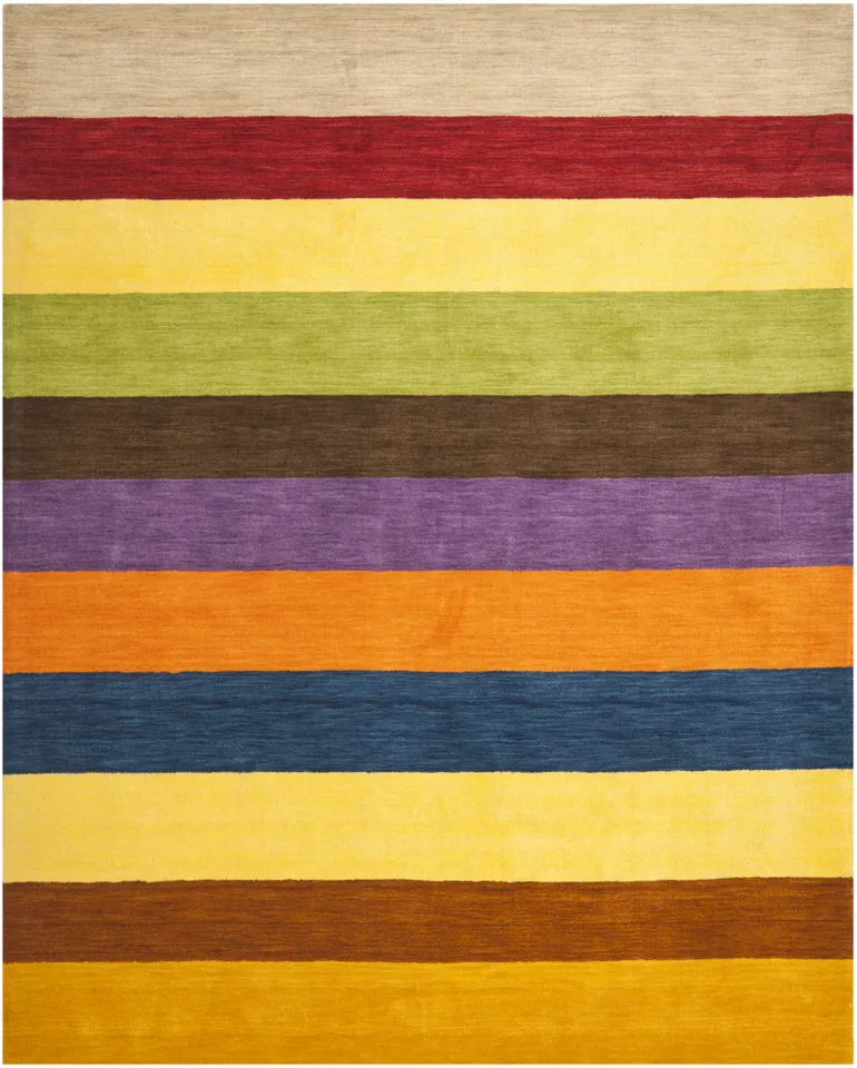 Arlo Home Hand Loomed Area Rug, HIM584A, Yellow/Multi,  8' X 10'