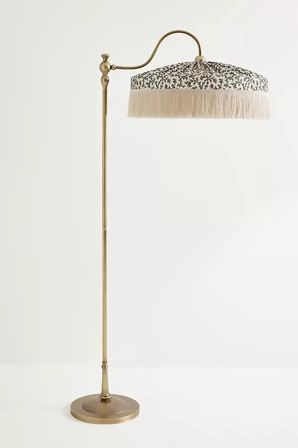 Sinclair Tassel-Fringed Linen Floor Lamp