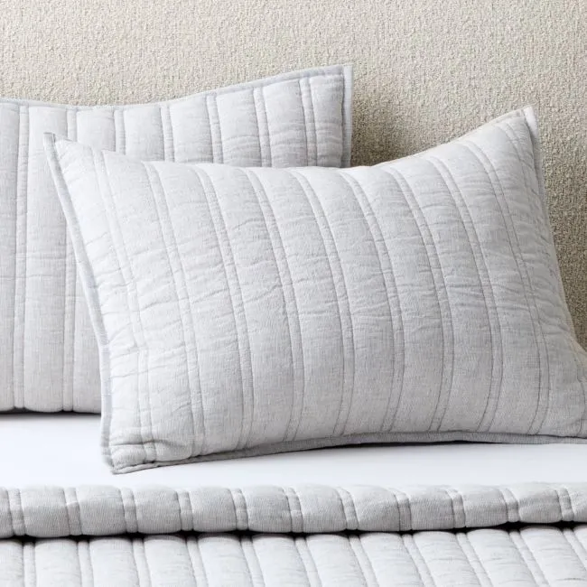 Saunder Heathered Flax Grey European Linen Standard Pillow Shams Set of 2