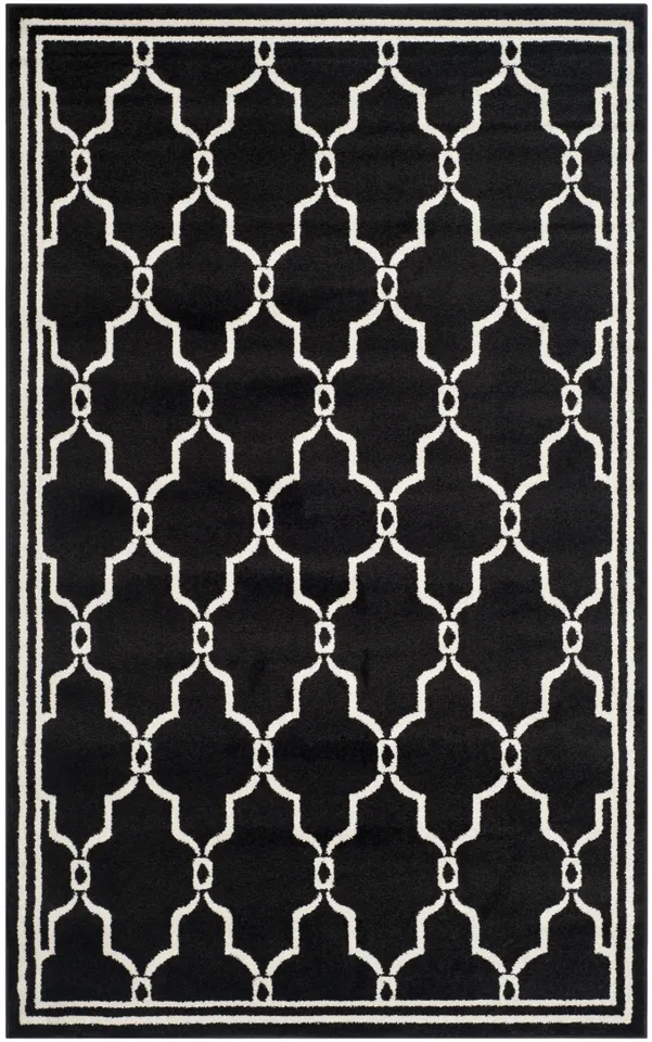Arlo Home Indoor/Outdoor Woven Area Rug, AMT414G, Anthracite/Ivory,  5' X 8'