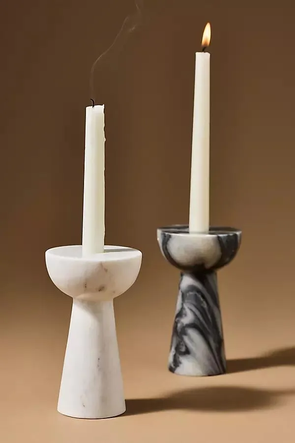 Blue Pheasant Marble Candle Holder