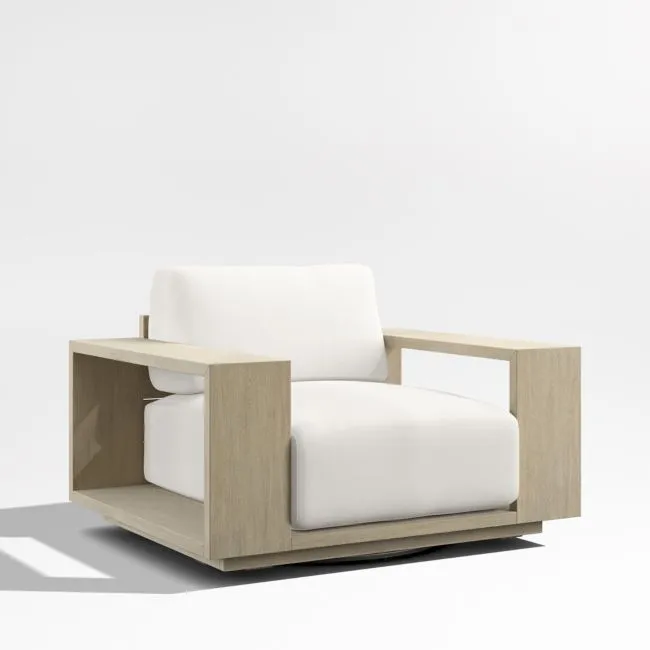 Mallorca Wood Outdoor Swivel Lounge Chair with Canvas Canvas Sunbrella ® Cushions