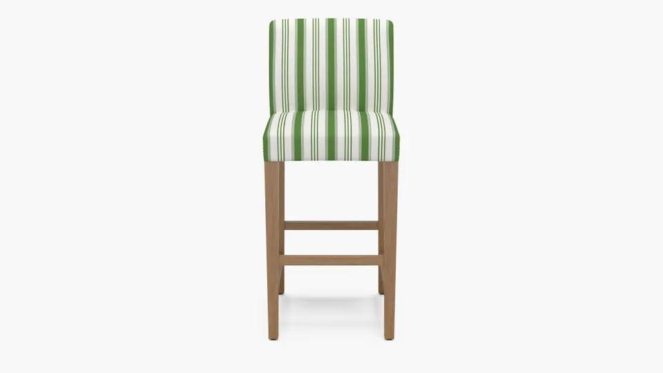 Signature Dining Bar Stool, Jade Regency Stripe, Natural Square Tapered Leg