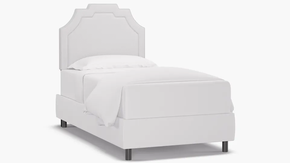 Art Deco Headboard, White Twill, Twin