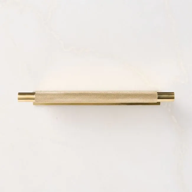 Nicolo Knurled Unlacquered Brass Drawer Pull 7"