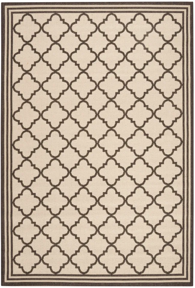 Arlo Home Indoor/Outdoor Woven Area Rug, LND121U, Cream/Brown,  5' 1" X 7' 6"