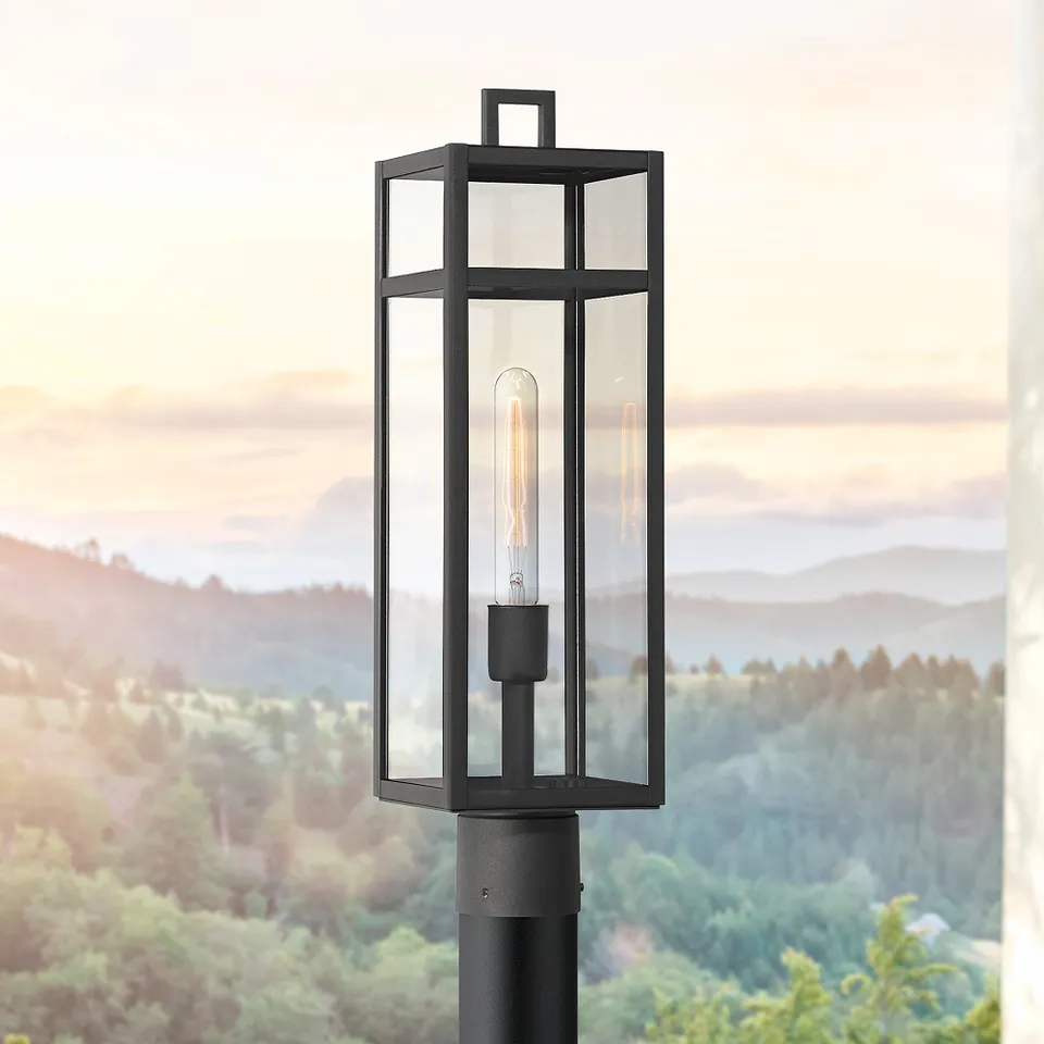 John Timberland San Lucas 21 3/4" High Sand Black Outdoor Post Light