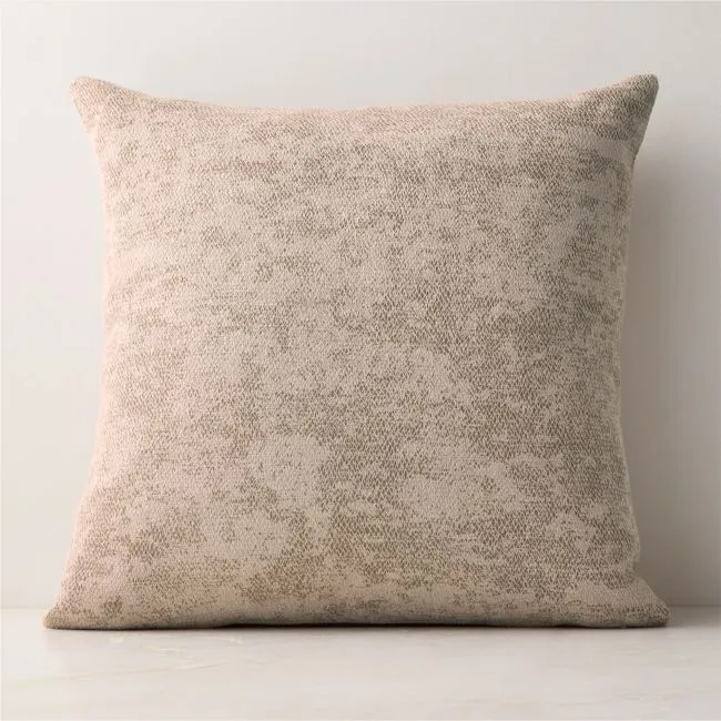 Tavi Light Mauve Embroidered Linen Throw Pillow with Down-Alternative Insert 23"x23"