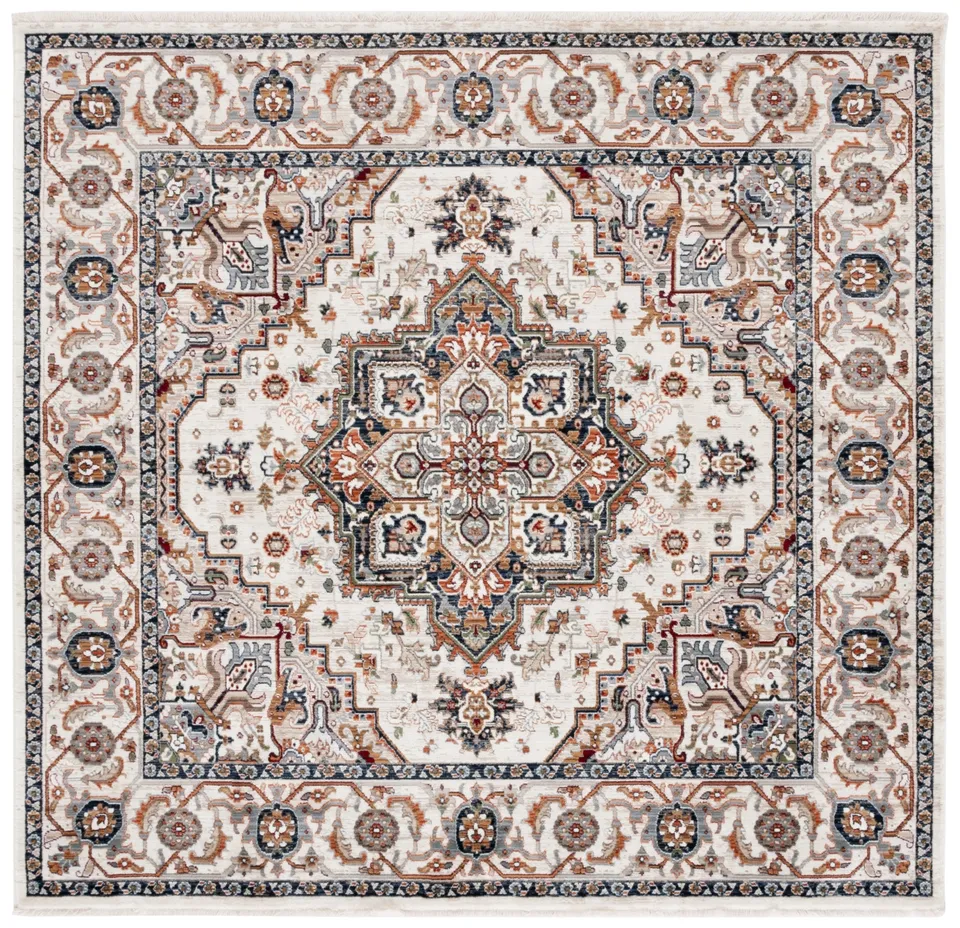 Lauren Ralph Lauren Collection Atwood Rug, Ivory / Beige Red, 6'7" x 6'7"