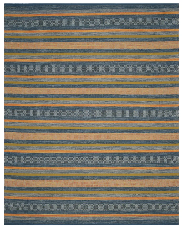Arlo Home Hand Woven Area Rug, MTK213A, Blue/Orange,  8' X 10'