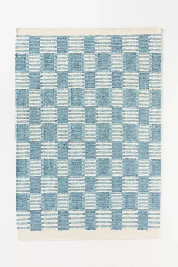 Handwoven Wool Scandi Checkerboard Rug