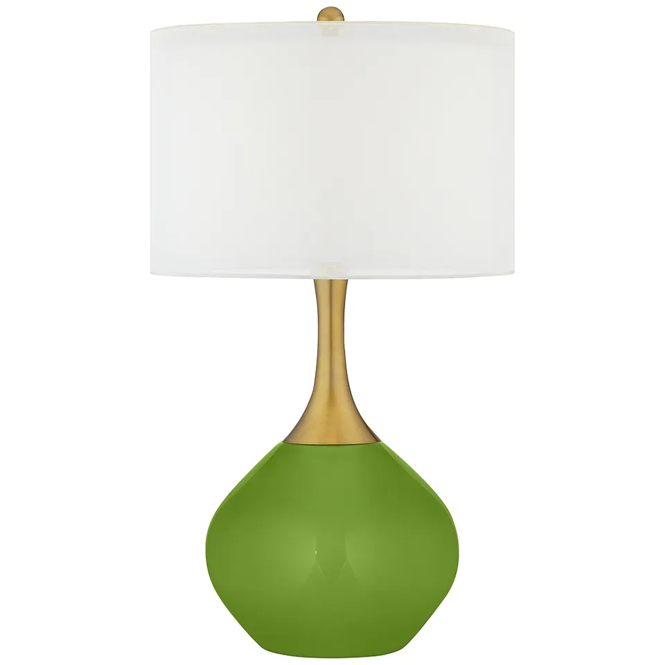 Color Plus Nickki Brass 30 1/2" High Gecko Green Modern Table Lamp