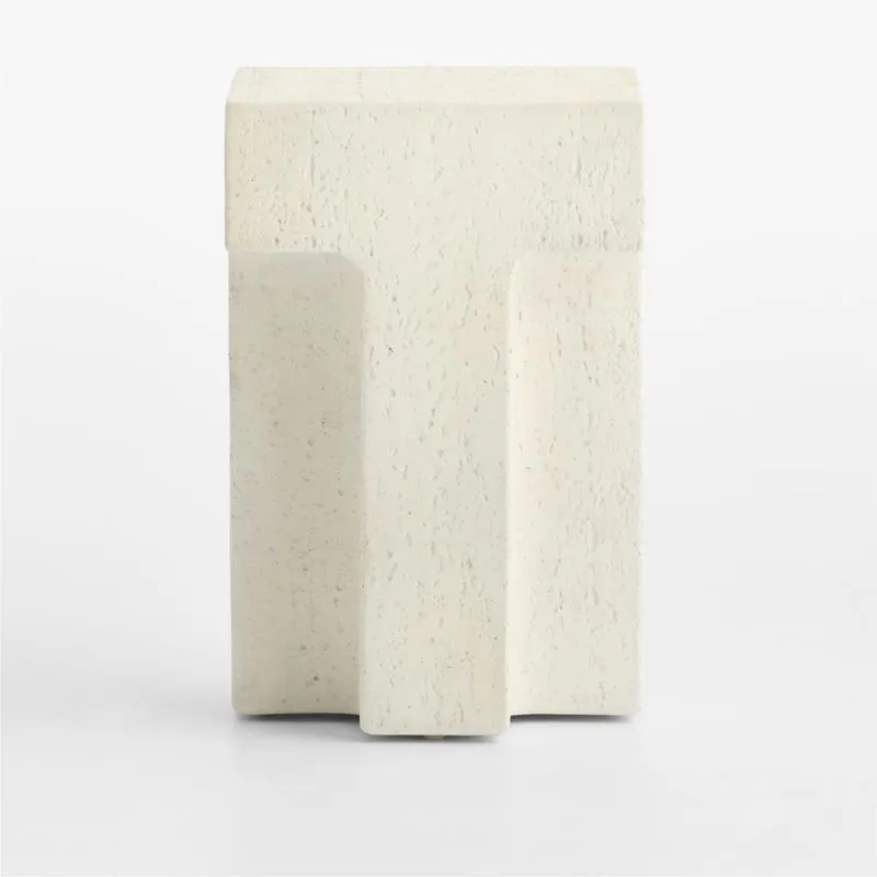 Tito Textured Faux Travertine 14" Square Side Table