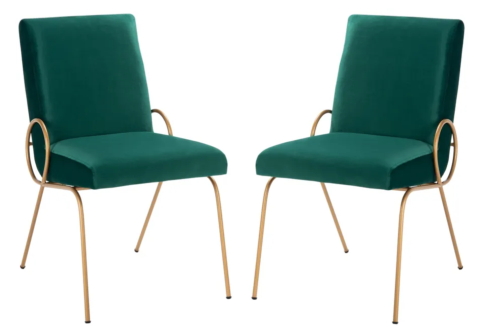 Fanlia Side Chair, Set Of 2 - Emerald / Gold
