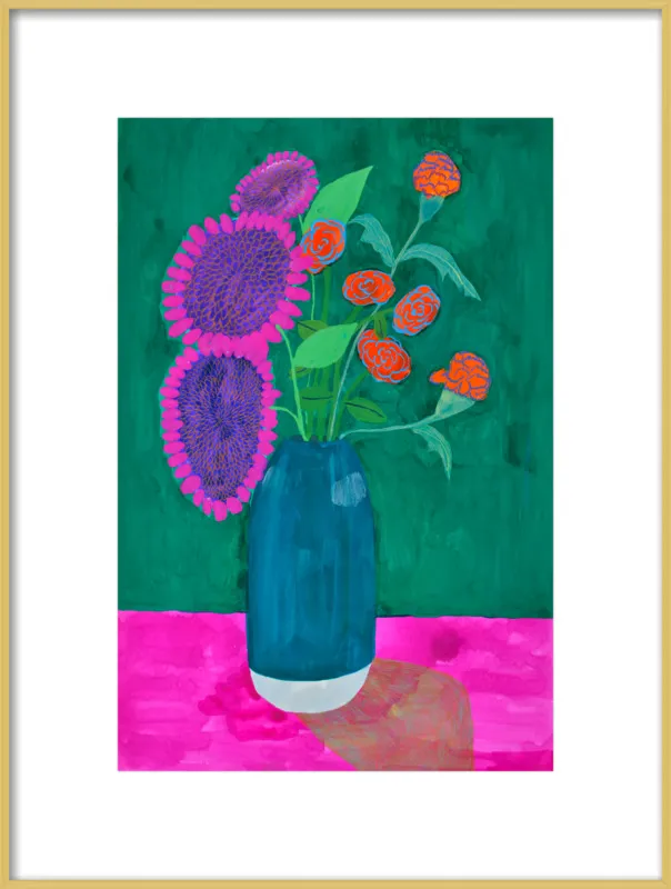 vase with sunflowers and carnations  by Christiane Drapela for Artfully Walls