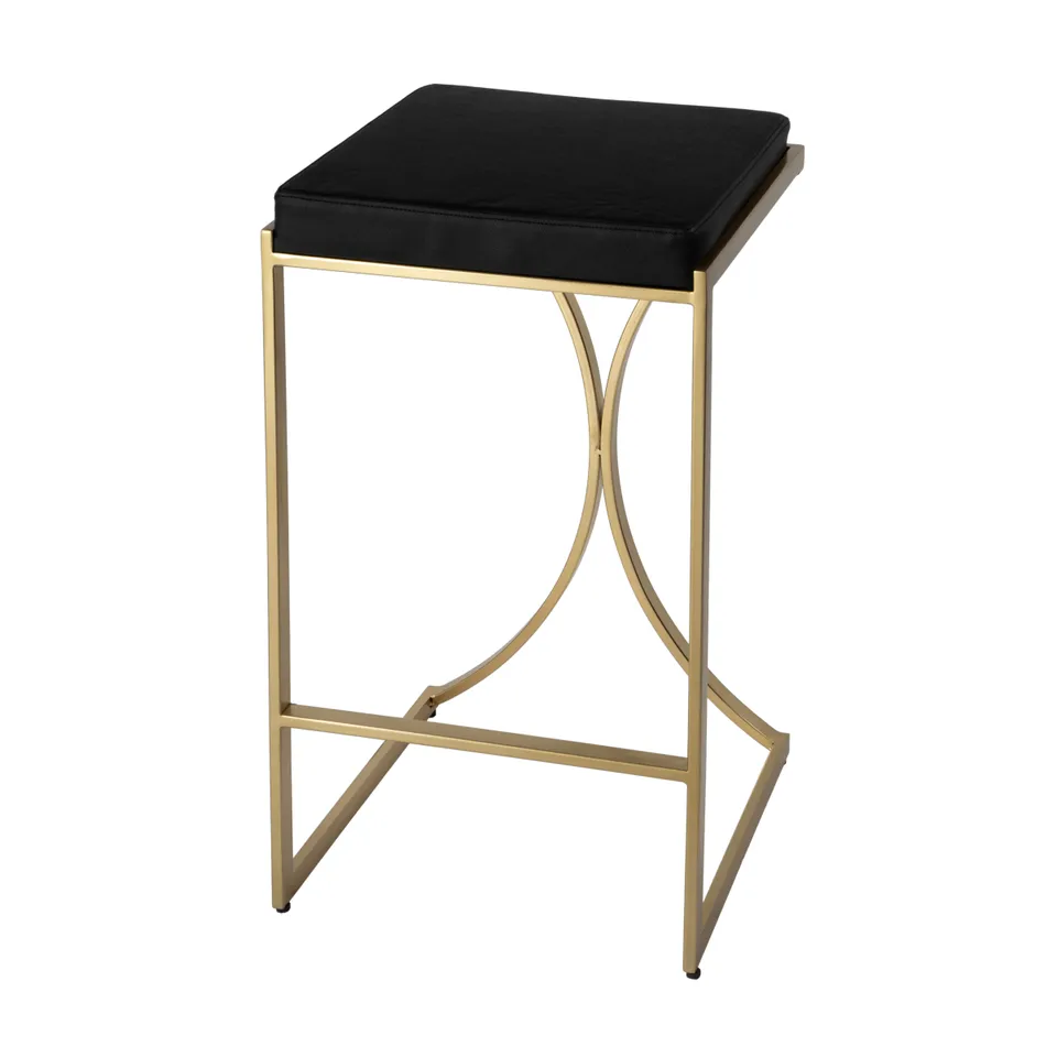 Natalya Black Leather Bar Stool