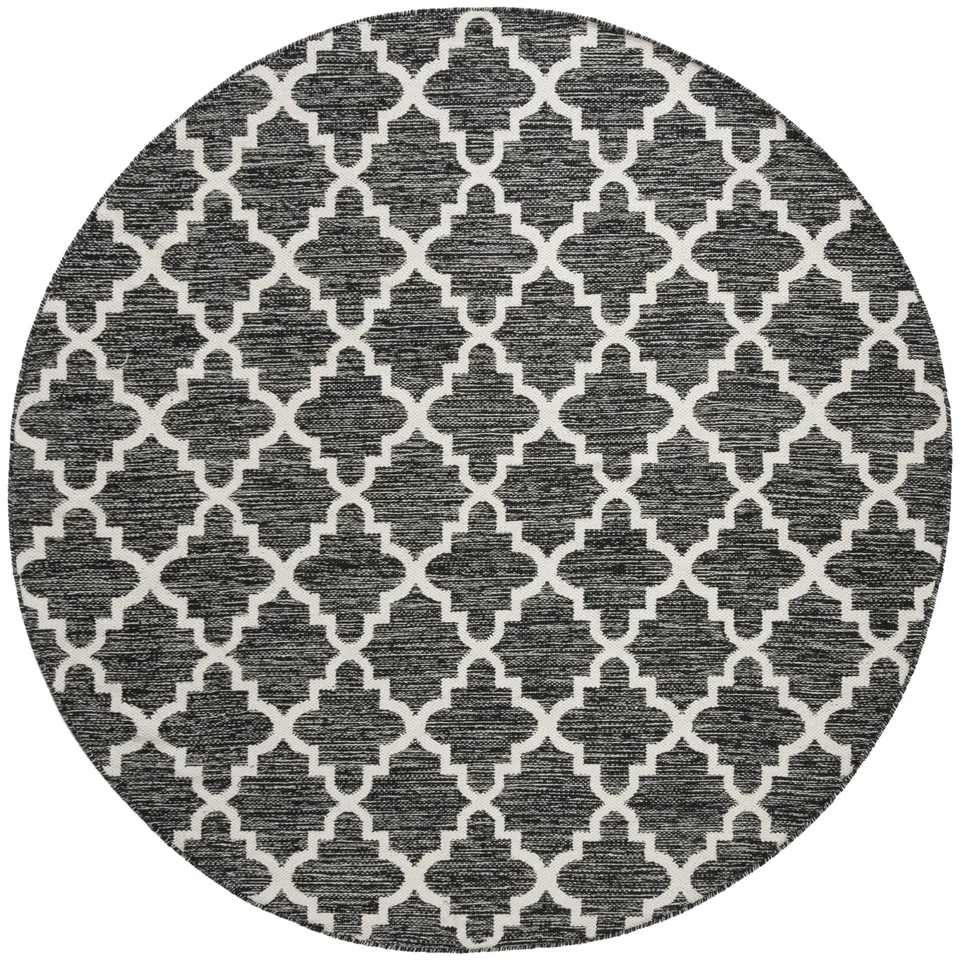 Arlo Home Hand Woven Area Rug, MTK810D, Black/Ivory,  6' X 6' Round
