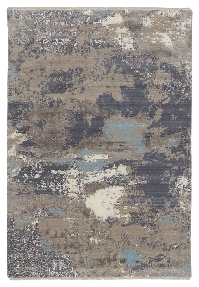Adriatic Abstract Gray/ Light Blue Area Rug (7'9"X9'9")