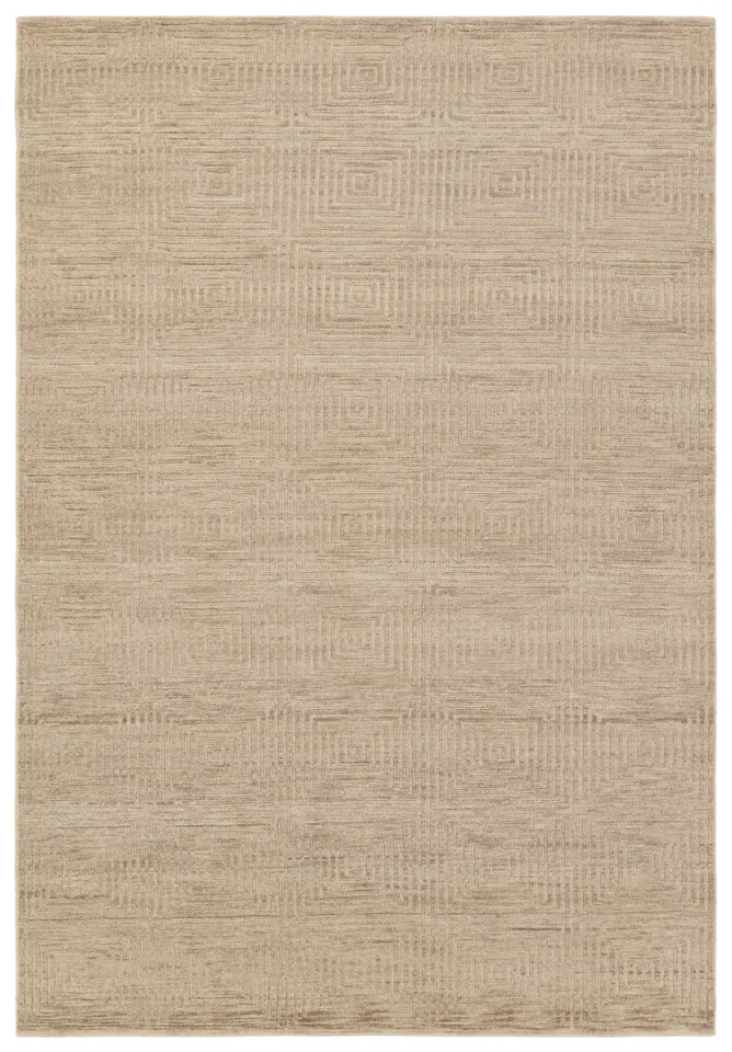 Pennant Handknotted Geometric Tan Area Rug (6'X9')