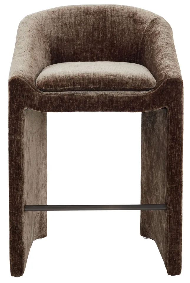 Safavieh Couture Kagan Chenille Barstool, Brown