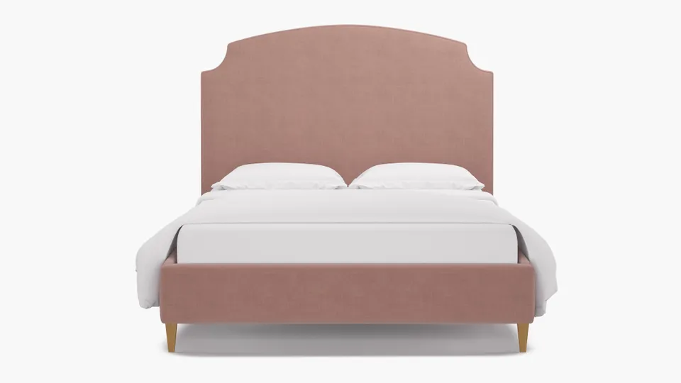 Cove Bed, Blush Everyday Linen, Natural Square Tapered Leg, King