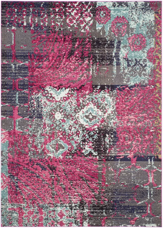 Arlo Home Woven Area Rug, MNC210D, Pink/Multi,  6' 7" X 9' 2"