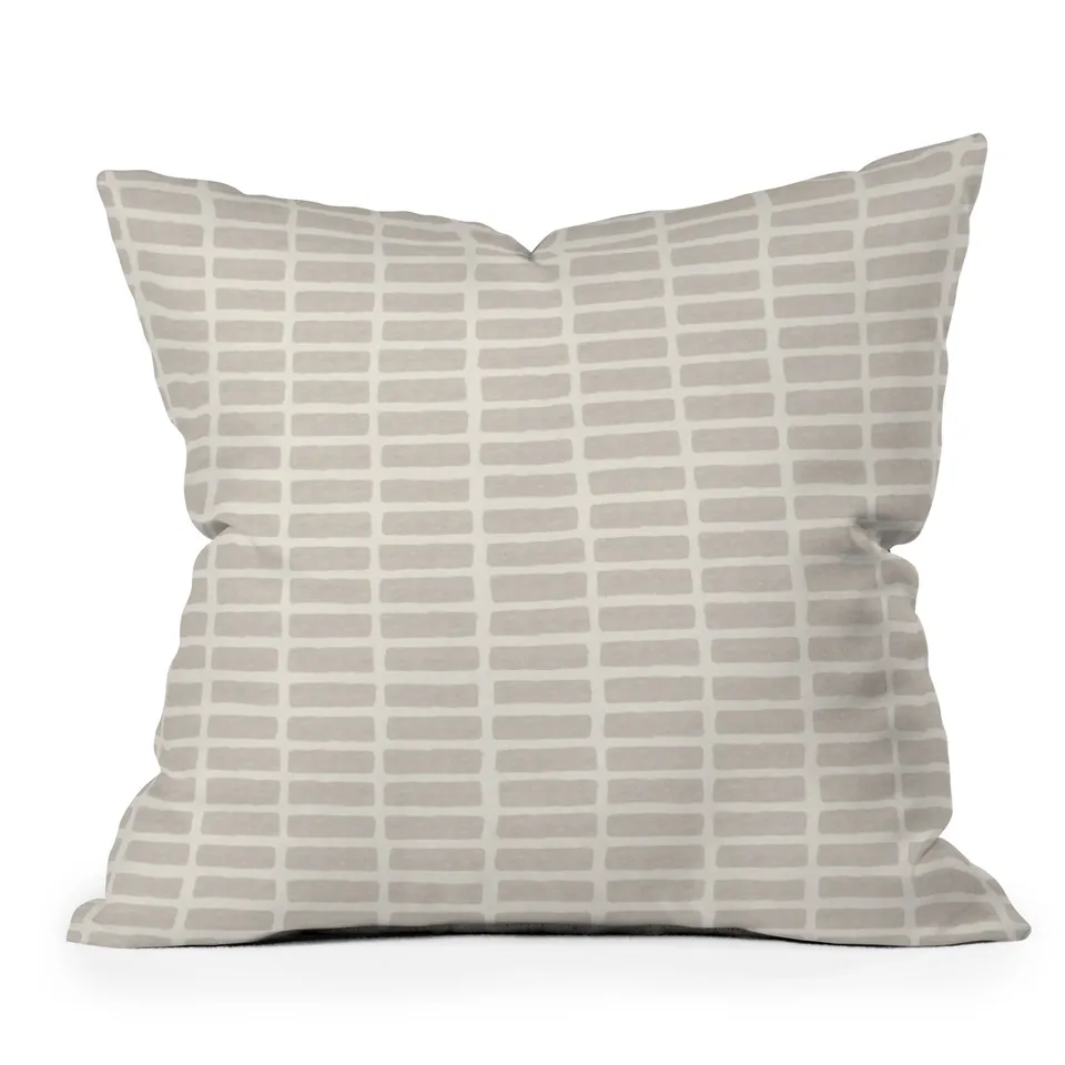 Block Print Tile Neutral by Little Arrow Design Co - Indoor Throw Pillow 18" x 18" cover only