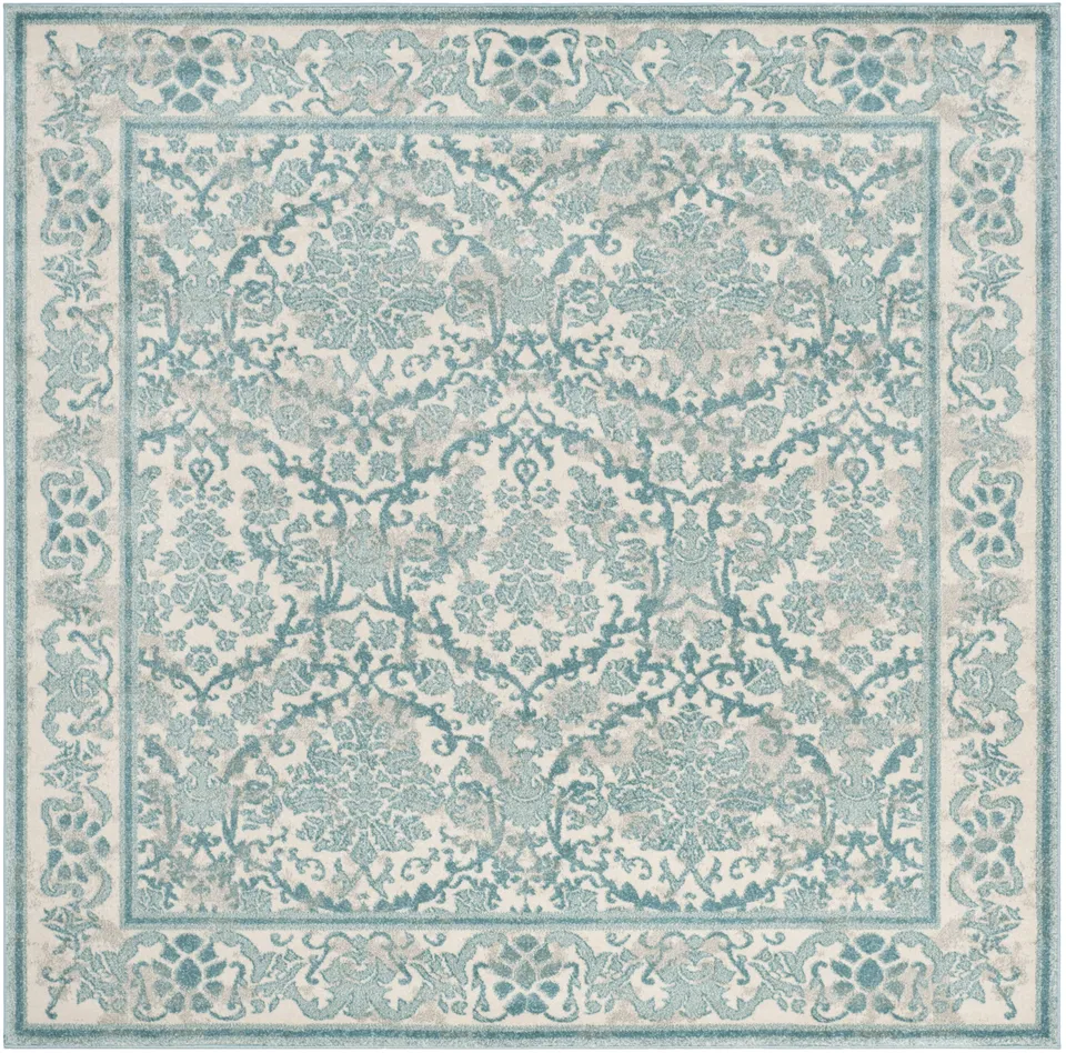 Arlo Home Woven Area Rug, EVK242C, Ivory/Light Blue,  6' 7" X 6' 7" Square