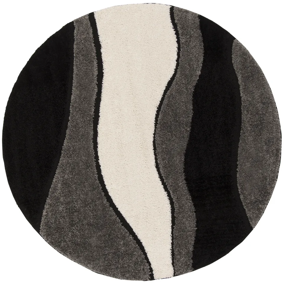 Arlo Home Woven Area Rug, SG475-8090, Grey/Black,  6' 7" X 6' 7" Round