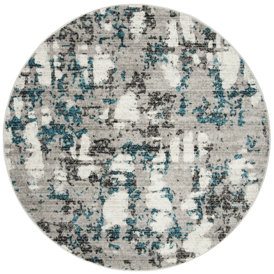 Arlo Home Woven Area Rug, SKY193B, Grey/Blue,  6' 7" X 6' 7" Round