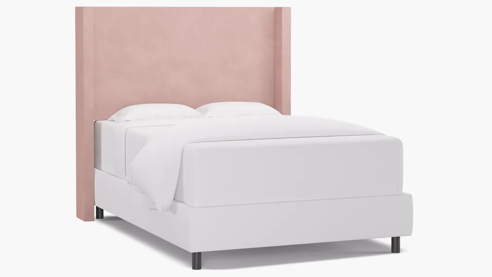 Modern Wingback Headboard, Blush Classic Velvet, Full