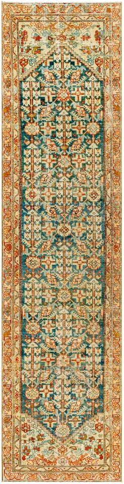 Antique One of a Kind Beige Indoor 3'3" x 11'8" Handmade Rug