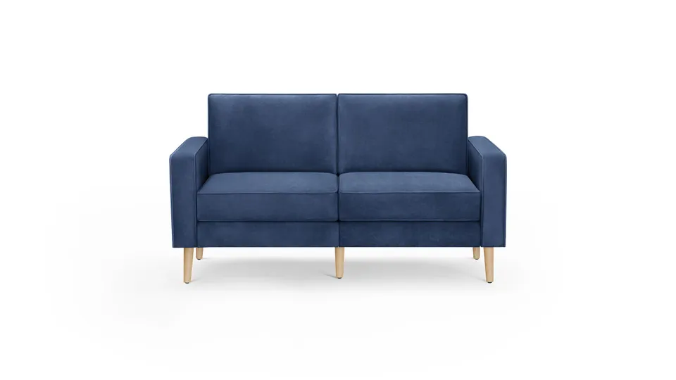 Nomad Velvet Loveseat - Midnight - Performance Velvet / Oak - Wood