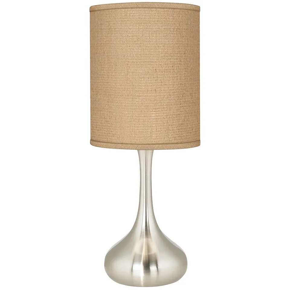 Possini Euro 23 1/2" Modern Droplet Table Lamp with Burlap Shade