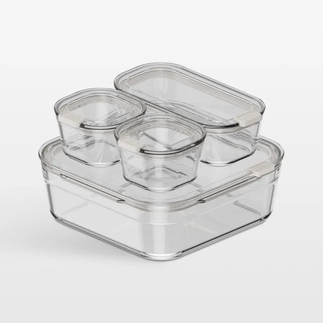 cliik Small Stack Cream Glass Food Storage Containers Family Set