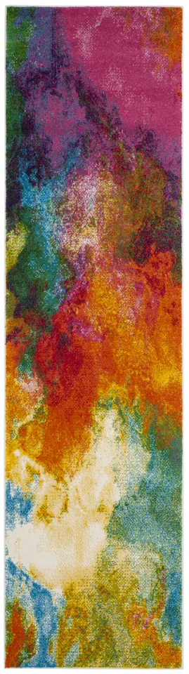 Arlo Home Woven Area Rug, WTC619D, Orange/Green,  2' 3" X 10'