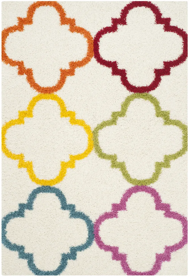 Arlo Home Woven Area Rug, SGK563A, Ivory/Multi,  5' 3" X 7' 6"