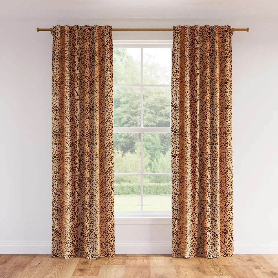 Printed Linen Curtain, Leopard, 50" x 96", Unlined