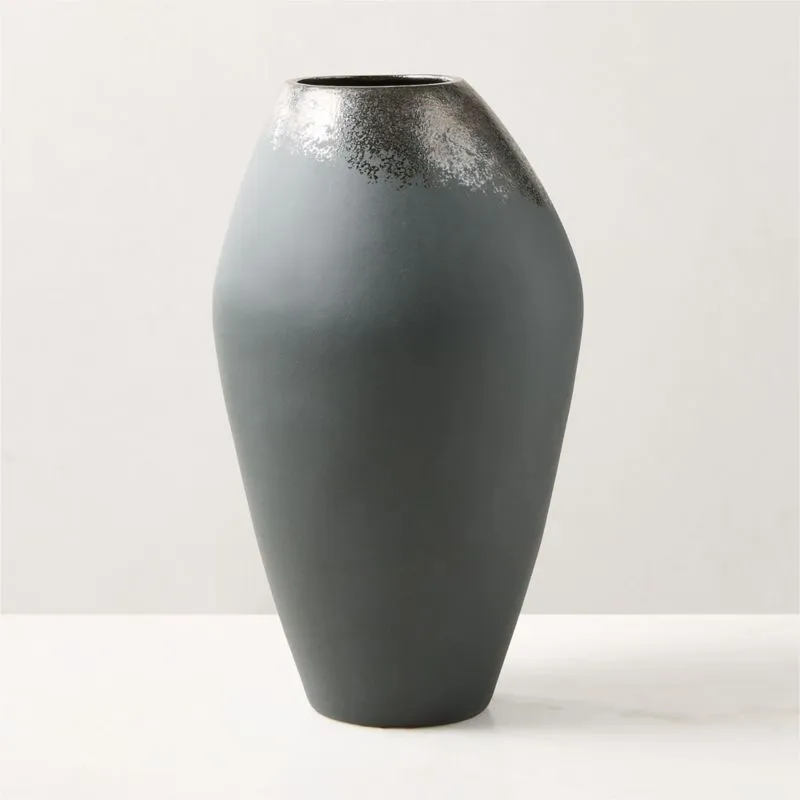 Loures Black Ceramic Vase with Reactive Glaze Large