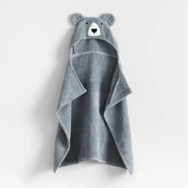 Bear Smoke Blue 100% Organic Cotton Hooded Baby Towel