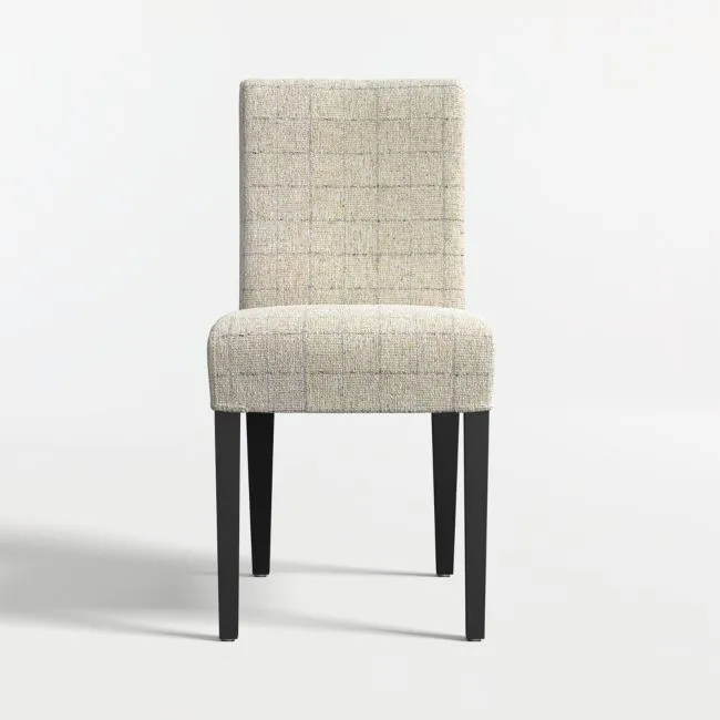 Lowe Topaz Check Upholstered Dining Chair with Ebony Wood Legs