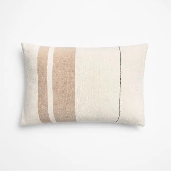 Charlie Colorblock 22"x15" Warm Sand Beige Throw Pillow with Feather Insert