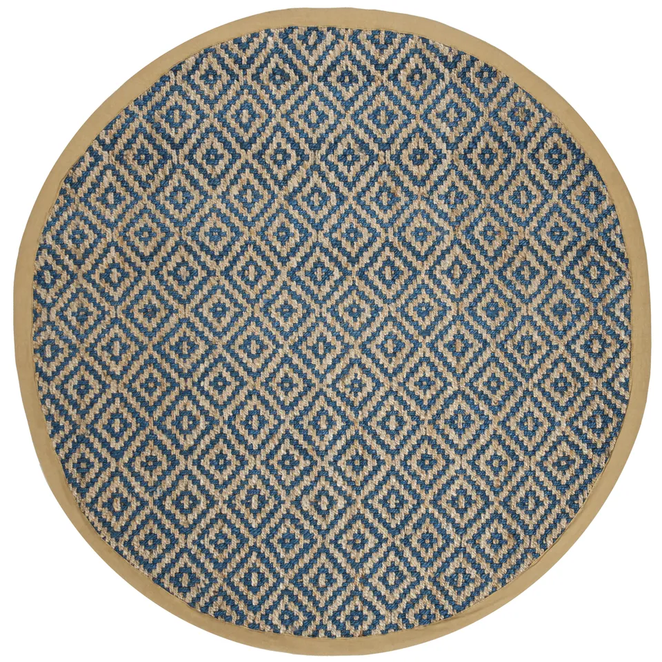 Arlo Home Hand Woven Area Rug, NF266D, Tropical Blue/Natural,  6' X 6' Round