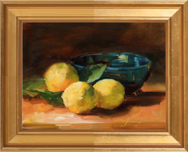 Lemons and Blue Bowl by Georgesse Gomez for Artfully Walls