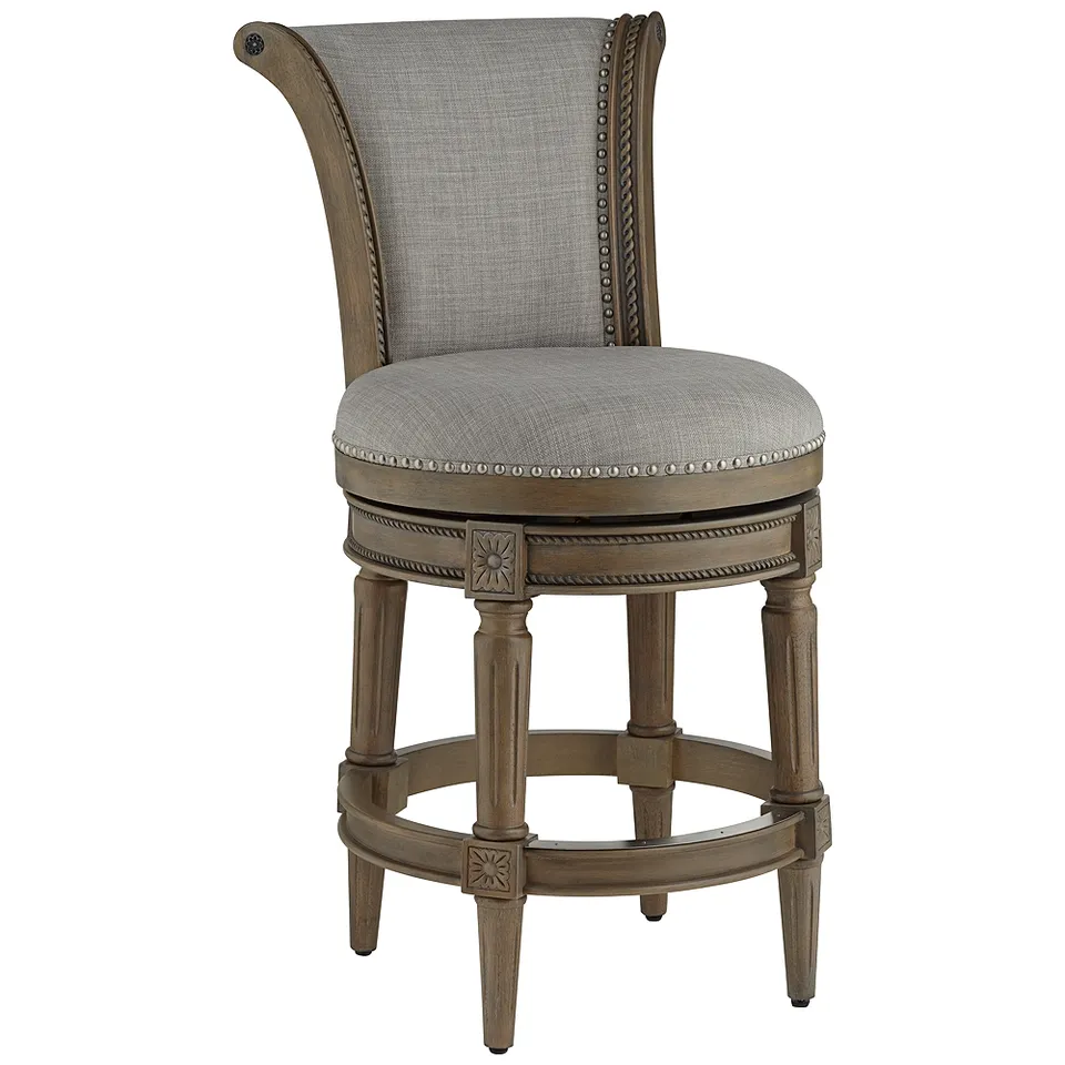 Oliver 26" High Ash Gray and Oak Traditional Swivel Counter Stool